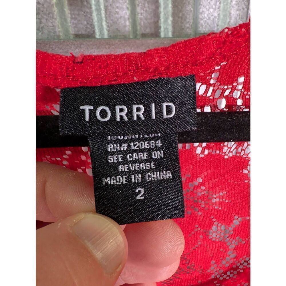 Torrid Red Lace Floral Romantic Sleeveless Women's 2XL - Picture 4 of 5